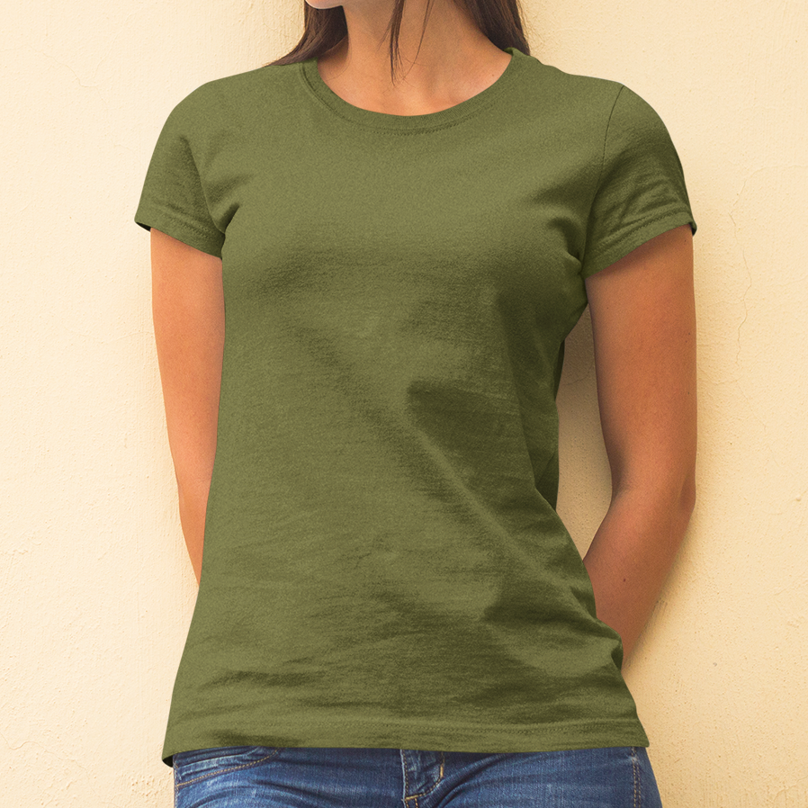 Camiseta baby look verde militar